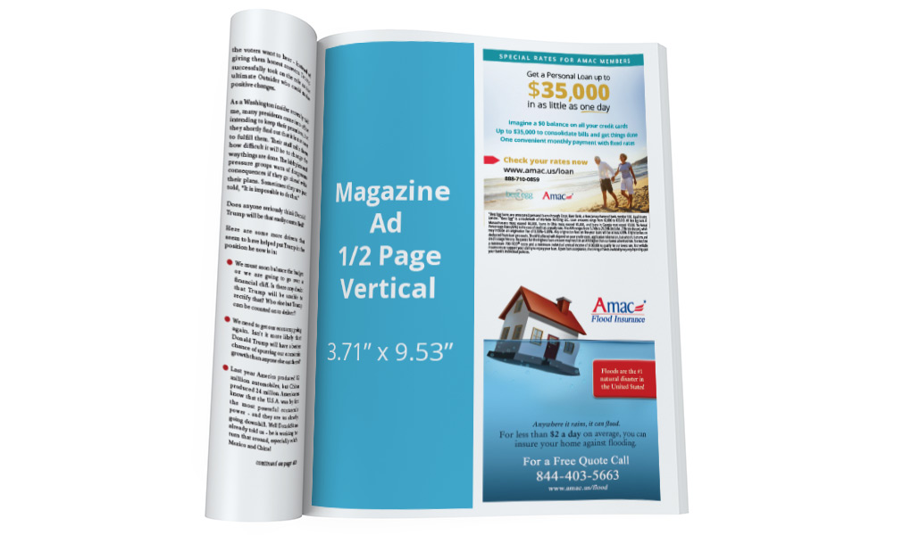 Magazine - half page verticle ad